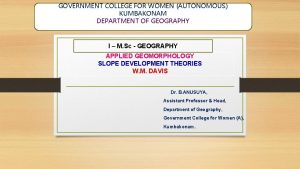 GOVERNMENT COLLEGE FOR WOMEN AUTONOMOUS KUMBAKONAM DEPARTMENT OF