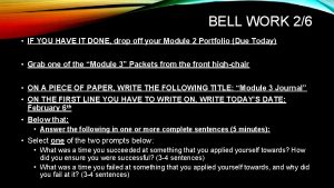 BELL WORK 26 IF YOU HAVE IT DONE