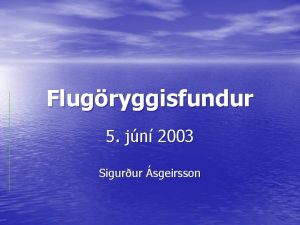 Flugryggisfundur 5 jn 2003 Sigurur sgeirsson Hlutverk Landhelgisgslunnar