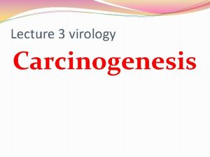 Lecture 3 virology Carcinogenesis Carcinogenesis Carcinogenesis or Oncogenesis