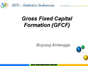 BPS Statistics Indonesia Gross Fixed Capital Formation GFCF