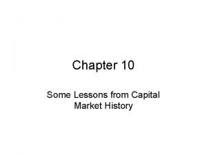 Chapter 10 Some Lessons from Capital Market History