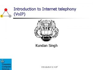 Introduction to Internet telephony Vo IP Kundan Singh