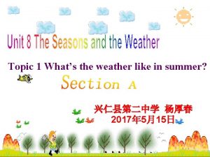 Topic 1 Whats the weather like in summer