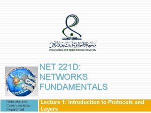 1 NET 221 D NETWORKS FUNDAMENTALS Networks and