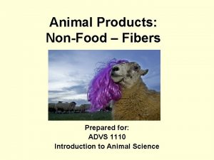 Animal Products NonFood Fibers Prepared for ADVS 1110