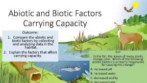 Abiotic and Biotic Factors Carrying Capacity Outcome 1