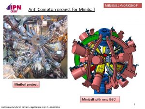 Anti Compton project for Miniball MINIBALL WORKSHOP Miniball
