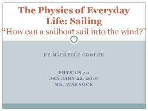 The Physics of Everyday Life Sailing How can