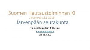 Suomen Hautaustoiminnan Kl Jrvenp 12 3 2019 Jrvenpn