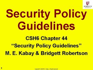 Security Policy Guidelines CSH 6 Chapter 44 Security