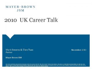 2010 UK Career Talk Mark Stevens Ellen Tsao