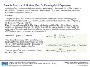 Sample Exercise 13 12 Molar Mass for FreezingPoint