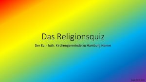 Das Religionsquiz Der Ev luth Kirchengemeinde zu Hamburg