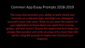 Common app essay prompts 2018