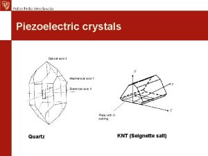 Piezoelectric crystals Optical axis Z Mechanical axis Y