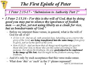 The First Epistle of Peter I Peter 2