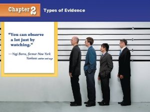Types of Evidence Types of Evidence Classification of
