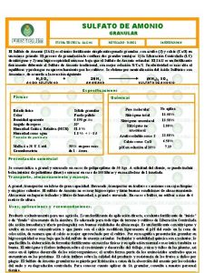 SULFATO DE AMONIO GRANULAR Descripcin FICHA TECNICA SAG04