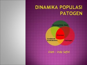 DINAMIKA POPULASI PATOGEN Oleh Irda Safni PENDAHULUAN Populasi