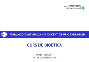 FORMACI CONTINUADA U DOCENT DE MFIC TARRAGONA CURS