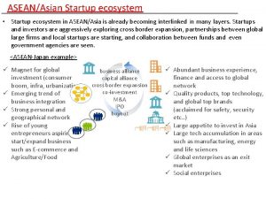 ASEANAsian Startup ecosystem Startup ecosystem in ASEANAsia is