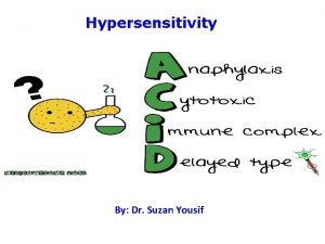 Hypersensitivity By Dr Suzan Yousif Classification Coombs and