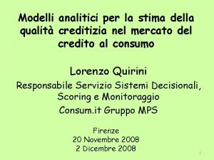 Modelli analitici per la stima della qualit creditizia