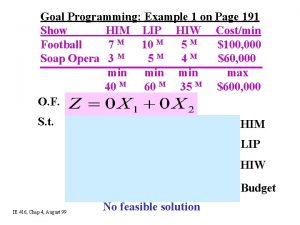 Goal Programming Example 1 on Page 191 Show