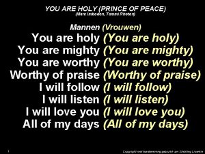 YOU ARE HOLY PRINCE OF PEACE Marc Imboden