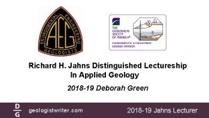 Richard H Jahns Distinguished Lectureship In Applied Geology