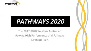 PATHWAYS 2020 The 2017 2020 Western Australian Rowing