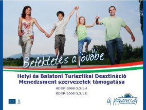 Helyi s Balatoni Turisztikai Desztinci Menedzsment szervezetek tmogatsa