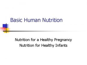 Basic Human Nutrition for a Healthy Pregnancy Nutrition