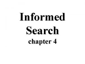 Informed Search chapter 4 Informed Methods Add DomainSpecific