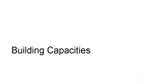 Building Capacities 1 Capacity Process Overview Data collection