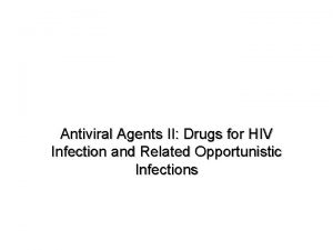 Antiviral Agents II Drugs for HIV Infection and