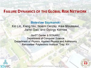 FAILURE DYNAMICS OF THE GLOBAL RISK NETWORK Boleslaw