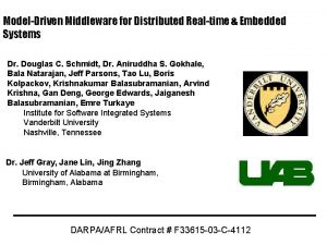 ModelDriven Middleware for Distributed Realtime Embedded Systems Dr