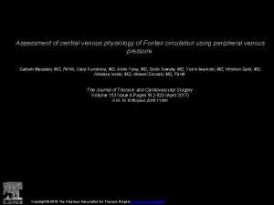 Assessment of central venous physiology of Fontan circulation