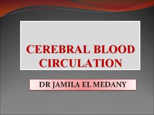 CEREBRAL BLOOD CIRCULATION DR JAMILA EL MEDANY OBJECTIVES