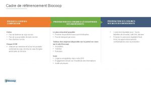 Cadre de rfrencement Biocoop PRODUITS CERTIFIES COMPOSITION PRIORISATION