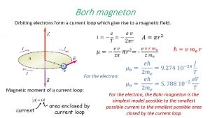 Borh magneton Orbiting electrons form a current loop