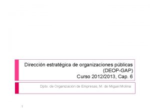 Direccin estratgica de organizaciones pblicas DEOPGAP Curso 20122013