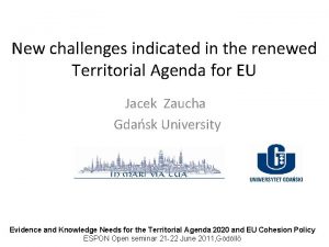 New challenges indicated in the renewed Territorial Agenda