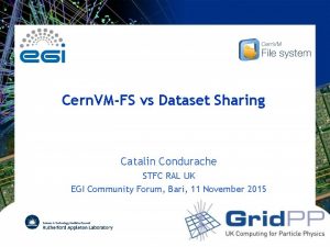 Cern VMFS vs Dataset Sharing Catalin Condurache STFC