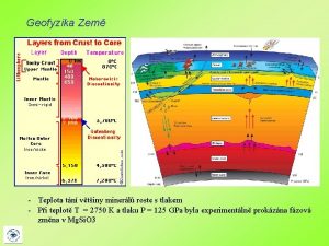 Geofyzika Zem Teplota tn vtiny minerl roste s