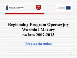 Regionalny Program Operacyjny Warmia i Mazury na lata