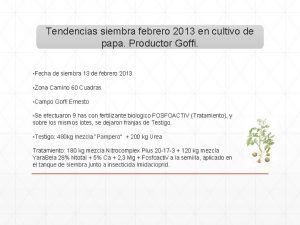 Tendencias siembra febrero 2013 en cultivo de papa
