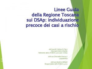 Linee Guida della Regione Toscana sui DSAp individuazione